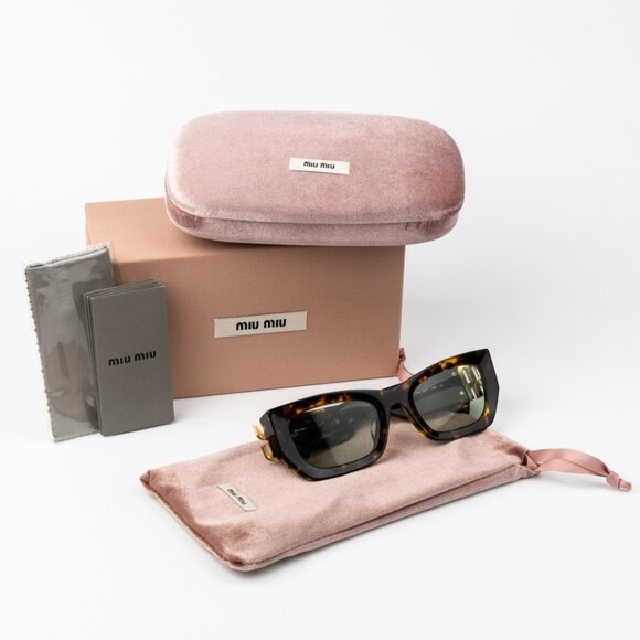 Miu Miu Brown and Gold Sunglasses with Tortoiseshell Frame - Picture 9 of 9